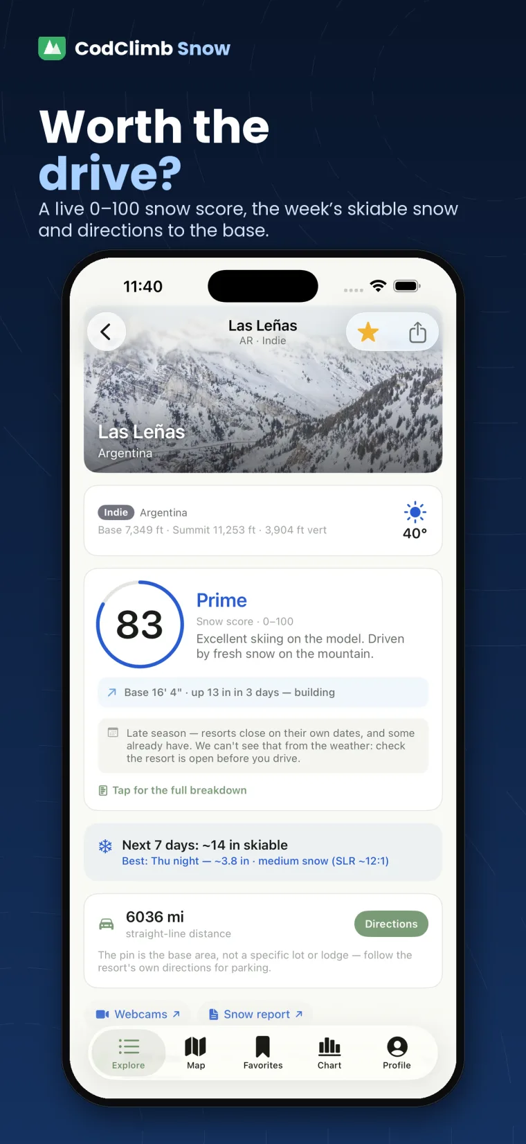New: CodClimb Snow — worth the drive? A live 0–100 snow score for every ski resort